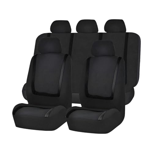 Zpana Car Seat Covers, Full Set Split Non-Slip Vehicle Front & Rear Seat Protector, Durable Comfortable Automotive Interior Chair Protective Cover, Universal for SUV Automobile Truck (Black)