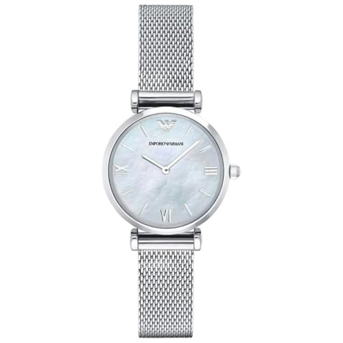EMPORIO ARMANI Gianni T-Bar AR1955 - Mouvement Quartz - argent et Cadran Nacre - Femme