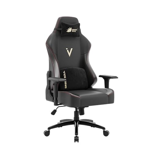 Image of Green Soul Vision Multi-Functional Ergonomic Gaming Chair, Premium Leatherette Chair with Adjustable Neck & Lumbar Pillow, 4D Adjustable Armrests & Heavy Duty Metal Base (Black)