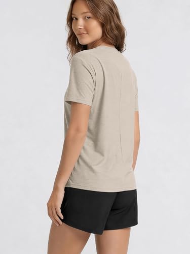 Image of ODODOS Women's Performance Cropped Tee Ultra Soft odSTRATUM Tech Short Sleeve Relaxed Top Crew Neck T-Shirts