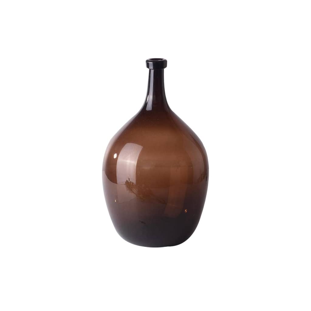 Transparent Pot Belly Glass Snow Willow Vase Living Room Floor Ornament Furnishings (Size : Brown 56cm)