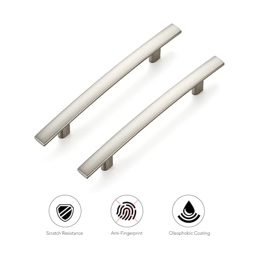 Image of Ravinte 5 Pack Cabinet Handles Brushed Nickel Cabinet Pulls Kitchen Cabinet Handles,Curved Drawer Pulls in 6-1 /4 Inch Length with 4 Inch Hole Center Arch Kitchen Cabinet Hardware