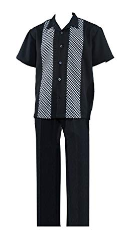 Fortino Landi Small Check Pattern Walking Suits W/Solid Pants 2968-Black-Xxxxxx-Large-58 #TOP5