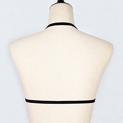 Lingerie Met Strings Sexy Women Girl Hollow Out Elastic Cage Bra Bandage Strappy Halter Bra (Black, S) - Image 6
