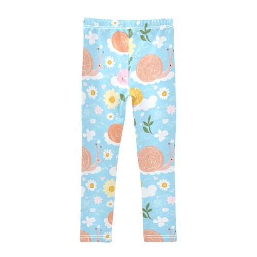 Cute Snails Girls Leggings,Workout Leggings for Girls Toddler Athletic Legging Size for 3-10T2