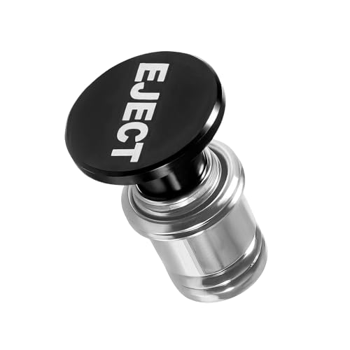 Image of Eject Button Car Cigarette Lighter, 12 Volt Aluminum Auto Cigarette Lighter Plug Replacement, Universal Cigarette Lighters Button Decoration for Most Vehicle Socket Size A (Black)