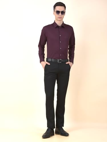 Image of Cantabil Formal Shirt for Men | Breathable & Soft with Color Fastness Regular Cotton Fabric Solid Pattern (P MSHF00364H)