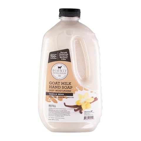 Dionis Goat Milk Skincare Deep Moisturizing Hand Soap Refill - Concentrated Hand Moisturizing Formula Blended With Shea Butter, Aloe Vera & Coconut Oil - Made In The USA - Vanilla Bean, 48 Oz Bottle Cover