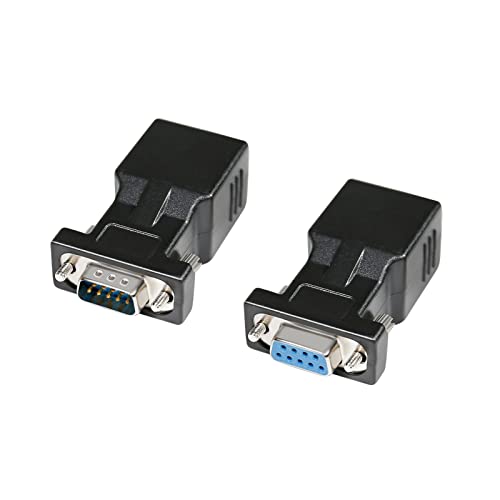 Image of DTECH RS232 DB9 to RJ45 Serial Adapter DB-9 Female /Male to RJ-45 Female Ethernet Converter (2 Pack)