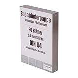 Bastelpappe Graupappe DIN A4, 20 Blatt Buchbinderpappe, 2,0 mm Stärke, 1300 g/m², Glatte Oberfläche, 210 x 297 mm, für Buchbinden, Basteln, Kalender, Bilderrahmen