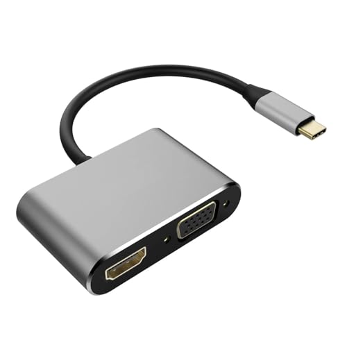 USB-C to HDMI VGA Adapter Video Splitter HDTV Cable Compatible with iPhone 16/Plus/Pro/Pro Max, TV Video Hub Projector Converter