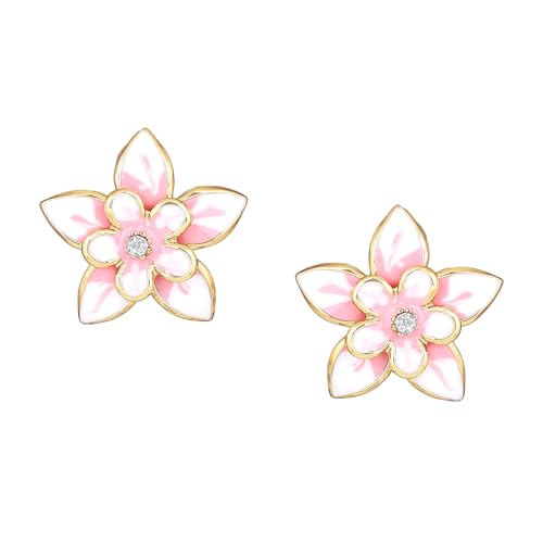 Estele 24Kt Gold Tone Plated Metal Brass Flower Shaped White Enamel Earrings For Womens & Girls (B08CQ6B1QH) Amazon Price History, Amazon Price Tracker