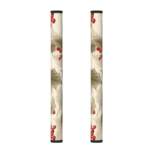 Juego de 2 fundas para manija de puerta de refrigerador, diseño retro de hojas de acebo de Navidad, fundas lavables para manijas de electrodomésticos de cocina para microondas, estufa, horno