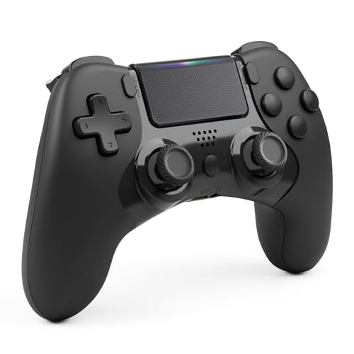 CHEREEKI Mando para PS4, Mando Play 4 Inalambrico para PS4 PS4 Slim y PS4 Pro con Función de Seis Ejes, Vibración Duales,Turbo, Audio Jack, Touchpad y Diseño Ergonómico-Negro