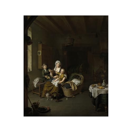 HardPress A Mother Feeding her Child - Genre Painting by