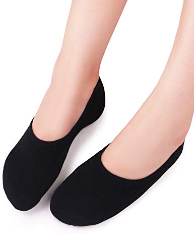 VERO MONTE 4 Pairs THICK No Show Socks Women Cotton Sports Liners (BLACK, 5.5-7)