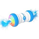 Éclairage LED attractif : Équipé de lumières LED, ce jouet interactif pour chat améliore la visibilité dans l'obscurité. Il attire la curiosité des chats et les incite à une activité physique en pourchassant et sautant sur les plumes et clochettes.