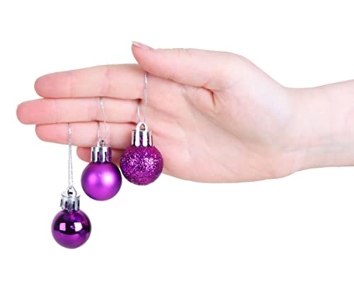 Christmas Concepts® Pack Of 25-25Mm Mini Christmas Tree Baubles - Shiny, Matte & Glitter Decorated Ornaments (Purple) #TOP3