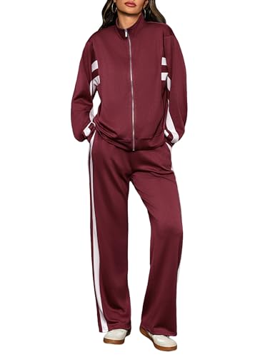 Totatuit Womens 2 pieces Sweatsuit Sets Zip Up Sweatshirts and Sweatpants Tracksuit Lounge Set Travel Outfits with Pocktes