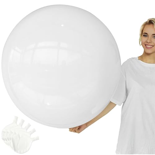 Ovanda Lot de 5 ballons géants en latex blancs XXL de 60 cm de diamètre - Pour mariage,...