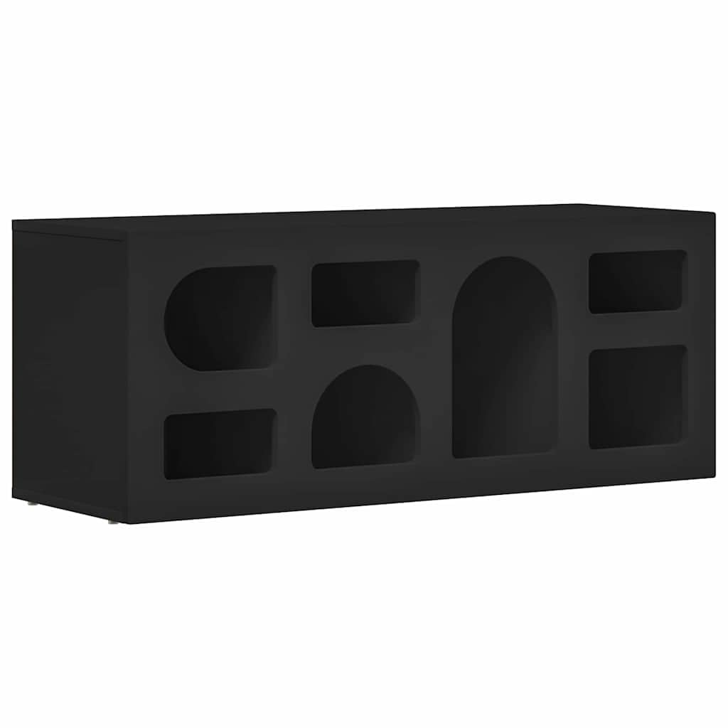 Mueble para TV negro de 100 cm de ancho de madera con dimensiones 100 x 35 x 40 cm y 40 cm de altura para su salón