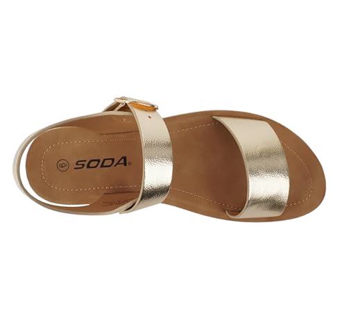 Image of Soda PLENTY ~ Women's Strappy Ankle Wrap Buckle Fashion Flat Sandals | Casual Sandals