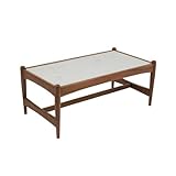 Pemberly Row Contemporary Genuine Marble Coffee Table in White