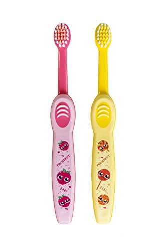 President 1 cepillo de dientes para niños Cerdas suaves con puntas redondeadas, cabezal pequeño y compacto para una correcta limpieza y un suave masaje de encías (colores surtidos)