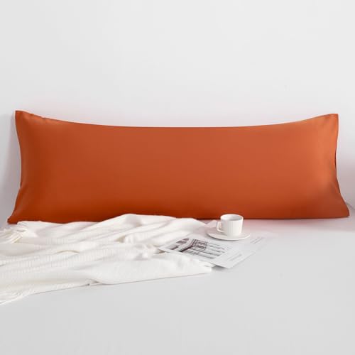 FLXXIE Body Pillow Cover - Super Soft Microfiber 20x54 Body Pillow Case - Envelope Closure, Wrinkle, Stain Resistant Burnt Orange Body Pillow Cover, 20x54, Burnt Orange