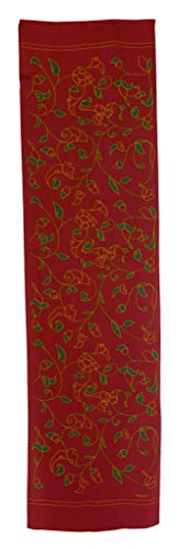 100% Silk Red Scarf. Oblong3