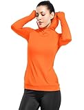 Zengjo Long Sleeve T Shirt Hoodie Women(Orange,S)