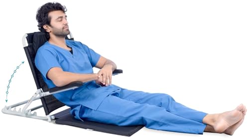 Image of FOVERA Adjustable Hospital Back Support for Bed - Foldable Recliner Chair with Armrest for Patients | 6-Position Backrest for Sleeping, Reading & Recovery | Large Size, Portable & Multifunctional