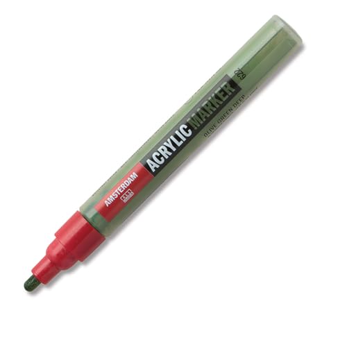 Amsterdam Acrylic Marker - 4 mm Olivgrün dunkel 622 - Hohe Lichtechtheit - Permanentgrün auf Wasserbasis - Wendeschreibfeder - Ideal für Kunst und Kunsthandwerk