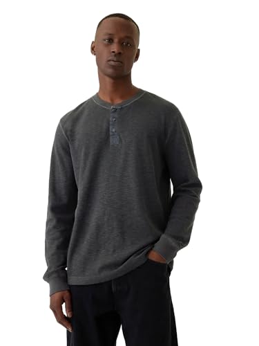 GAP Men's Long Sleeve Waffle Henley