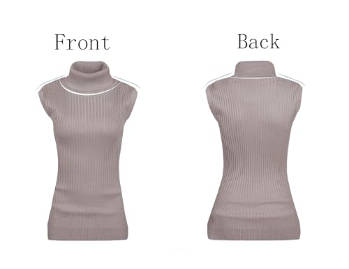 Image of v28 Women Sleeveless High Neck Turtleneck Stretchable Knit Sweater Top