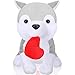 10 Pouces Chien en Peluche Saint-Valentin Chien en Peluche Doux Mignon Saint-Valentin Poupées Chien en Peluche Tenant Coeur Amour Saint-Valentin pour Anniversaire (Chien Husky)