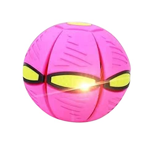 Pelota Saltarina Niños Gracioso Metaball Mágico, Platillo Volador Magic Metaball con 6 Luces, Children's Bouncing Ball para Interacción Entre Padres E Hijos (A01-Rosa(Versión con Seis Luces))