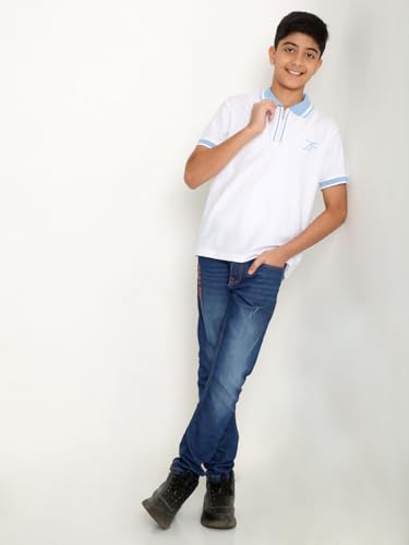 Image of TotzTouch Boys Premium Polo Collar Tshirt Combo with Zipper Closure Color White & Black Age 6 Years to 15 Years