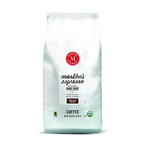 Martha Stewart Coffee By Barrie House | Organic Whole Beans | Martha's Espresso Dark Roast | Certified Fair Trade | 2 lb Bag
