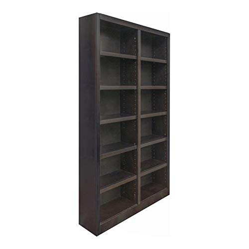 BOWERY HILL Traditional 84" Tall 12-Shelf Double Wide Wood Bookcase in Espresso
