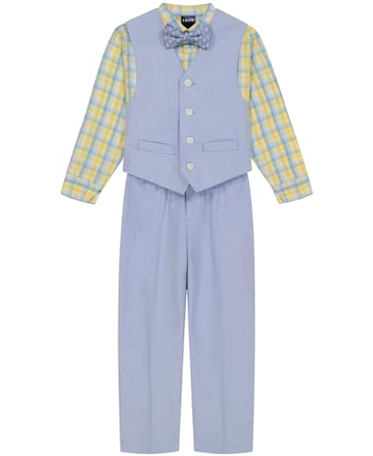Image of IZOD Boys' 4-piece Formal Dress Up Suit Set, Vest, Pants, Collared Shirt, and Tie