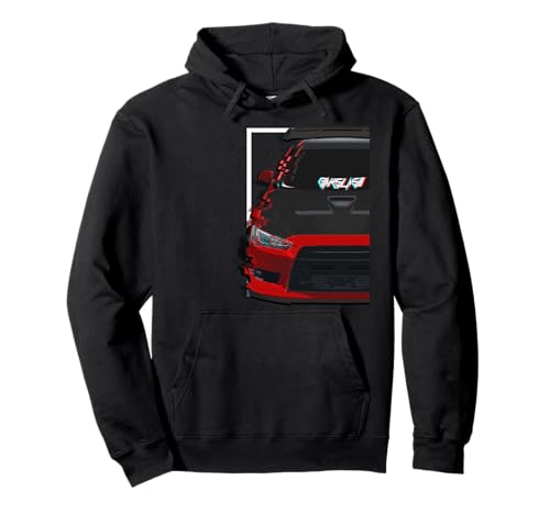 EVO X JDM TUNER GLITCH Red Pullover Hoodie