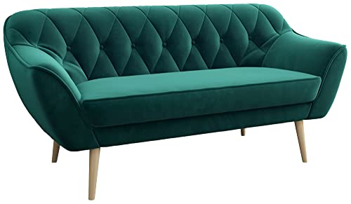 MKS MEBLE Sofa Grün - Moderne Sofa Set 3+2+1 - Skandinavische Deko Polstersofa - Pirs Zwei Loungesofas und Sessel - Sechs Personen Dunkelgrün – Bild 5