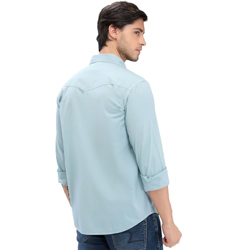Image of Spykar Men's Slim Fit N /A Full Sleeve Solid Casual Shirts