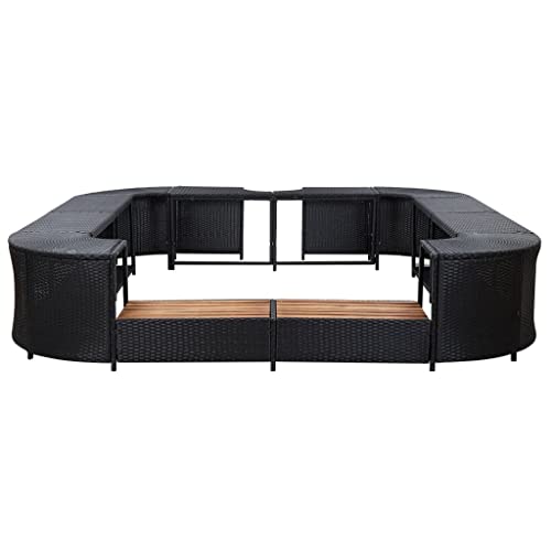 vidaXL Square Spa Surround Black 105.5"x105.5"x21.7" Poly Rattan