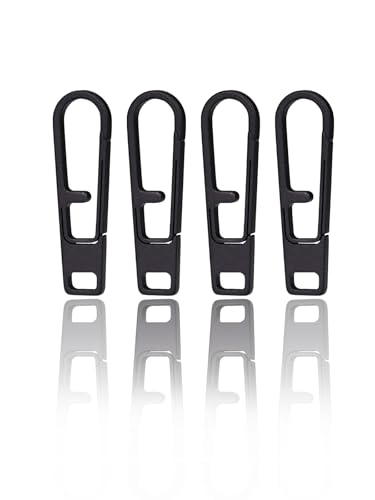Tikidesign Heavy Duty Titanium Zipper Pull Replacement Set, Durable Black Zipper Handle Fixer for Backpacks, Luggage, Jackets, and Outdoor Gear - Universal Fit for Quick Repair (4Pcs_Black_M)