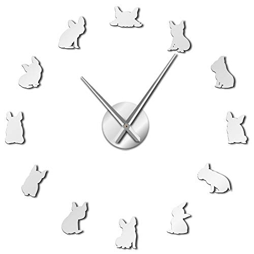 通用 Orologio da parete grande Bulldog francese Francia Cane domestico Modern Large Modern Mirror wall decor S-27