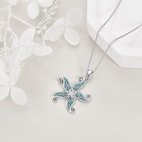CRMAD Ocean Beach Necklace for Women Sterling Silver Starfish Wave Ocean Jewelry Gifts3