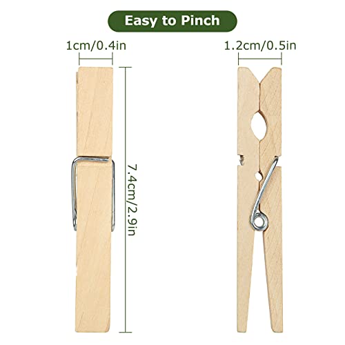 JMIATRY 200 Pcs Wooden Pegs, 7.2cm Wooden Craft Peg for Photos Wooden Clothes Pegs for Washing Line or Hanging Photos Arts and Craft - Image 2