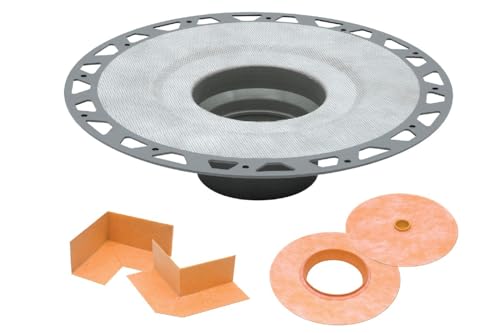 Schluter Kerdi-Drain PVC Shower Flange Kit with Preformed Waterproofing Corners - Ideal for New and Renovation Projects - 2" Outlet, Easy Installation - KD2FLKPVC